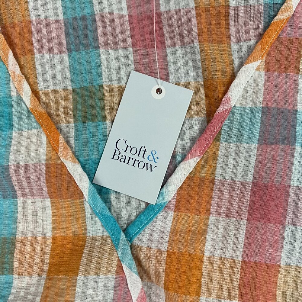 NEW Croft & Barrow Checkered Tiered Seersucker Short Sleeve Dress Sz XXL - Picture 9 of 13